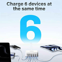 120W USB-C Fast Charging Station - 6 Port Wall Charger