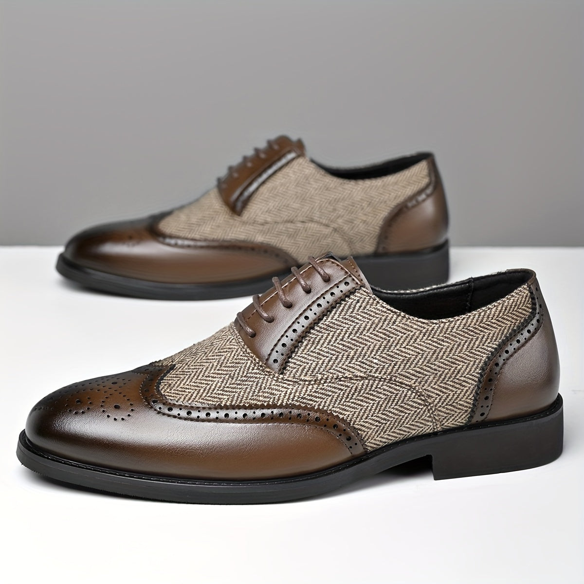 Men’s Casual Business Brogue Oxfords Classic Lace-Up Dress Shoes by Snagg A Shoes