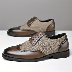 Men’s Casual Business Brogue Oxfords Classic Lace-Up Dress Shoes by Snagg A Shoes