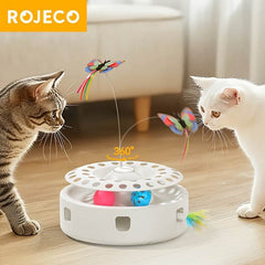 3-in-1 Automatic Cat Toy – Butterfly, Feather & Track Balls - SnaggIt