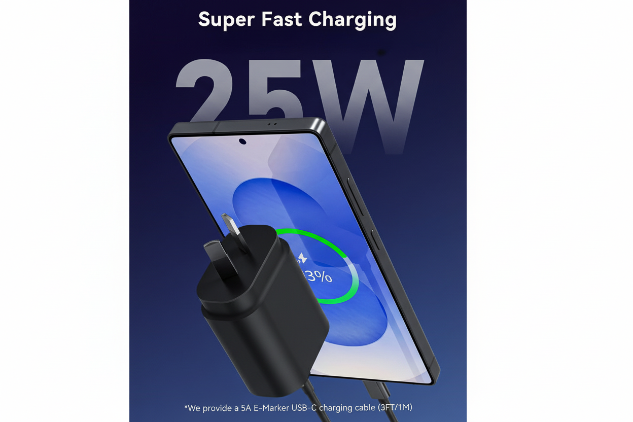 3 Pack 25W USB-C Super Fast Charger - With Charging Cable - Black - Hubs