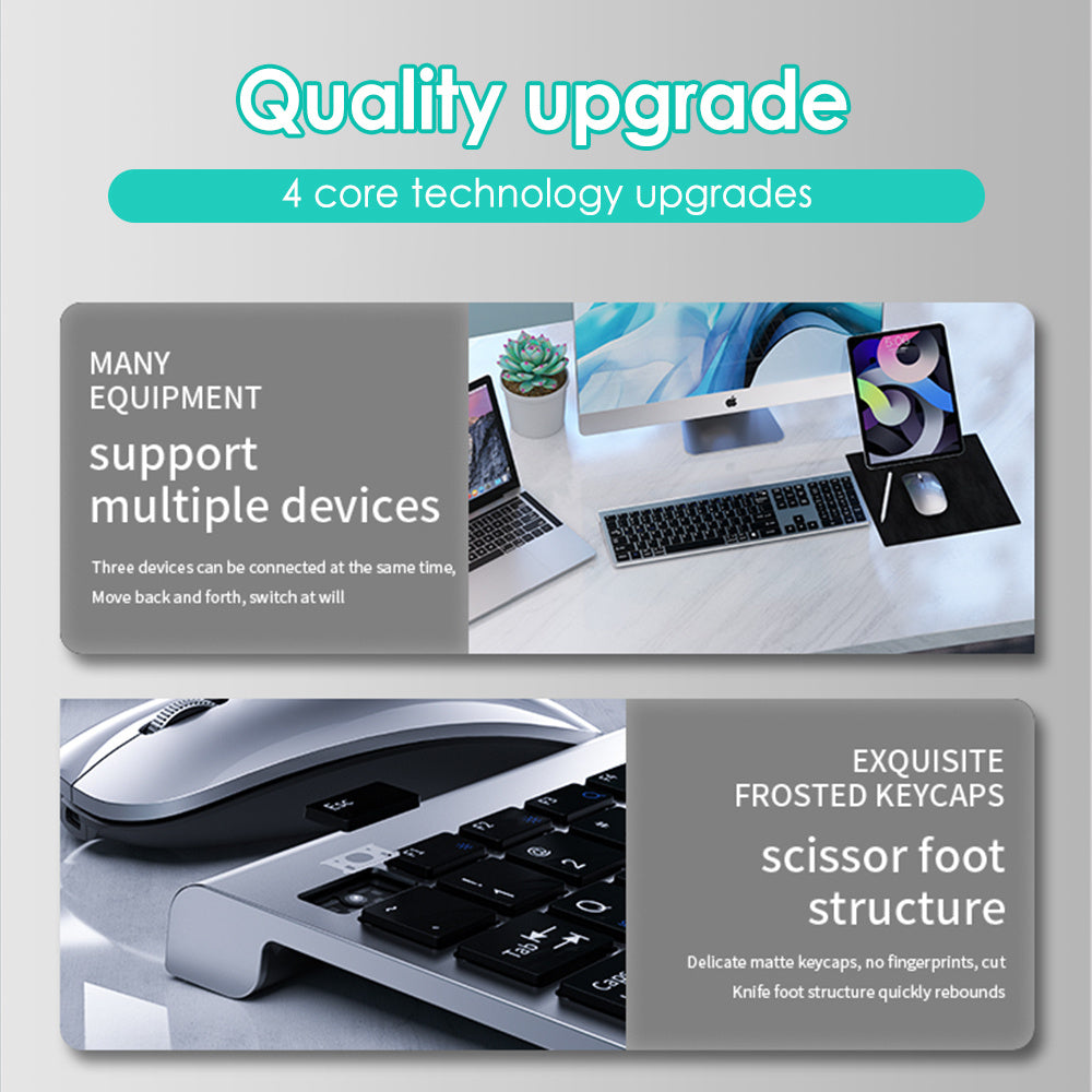 Ultra Thin Wireless Keyboard & Mouse Set Design with Multi Device Bluetooth Connectivity by Snagg A Keyboard