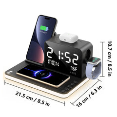 7 in 1 Dual Phone Wireless Charging Station with Night Light & Smart Display