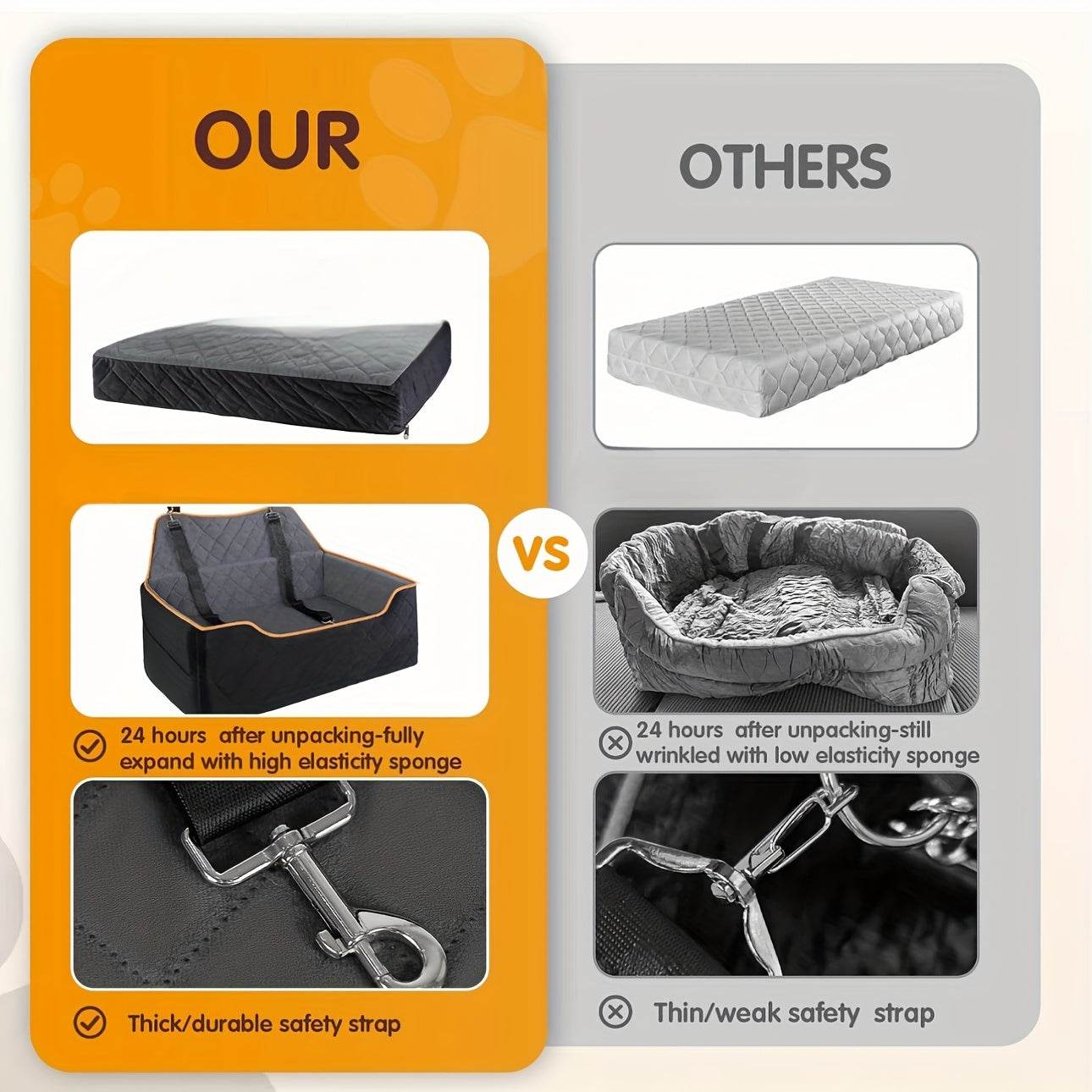 Dog Car Large Booster Seat with Safety Straps - SnaggIt