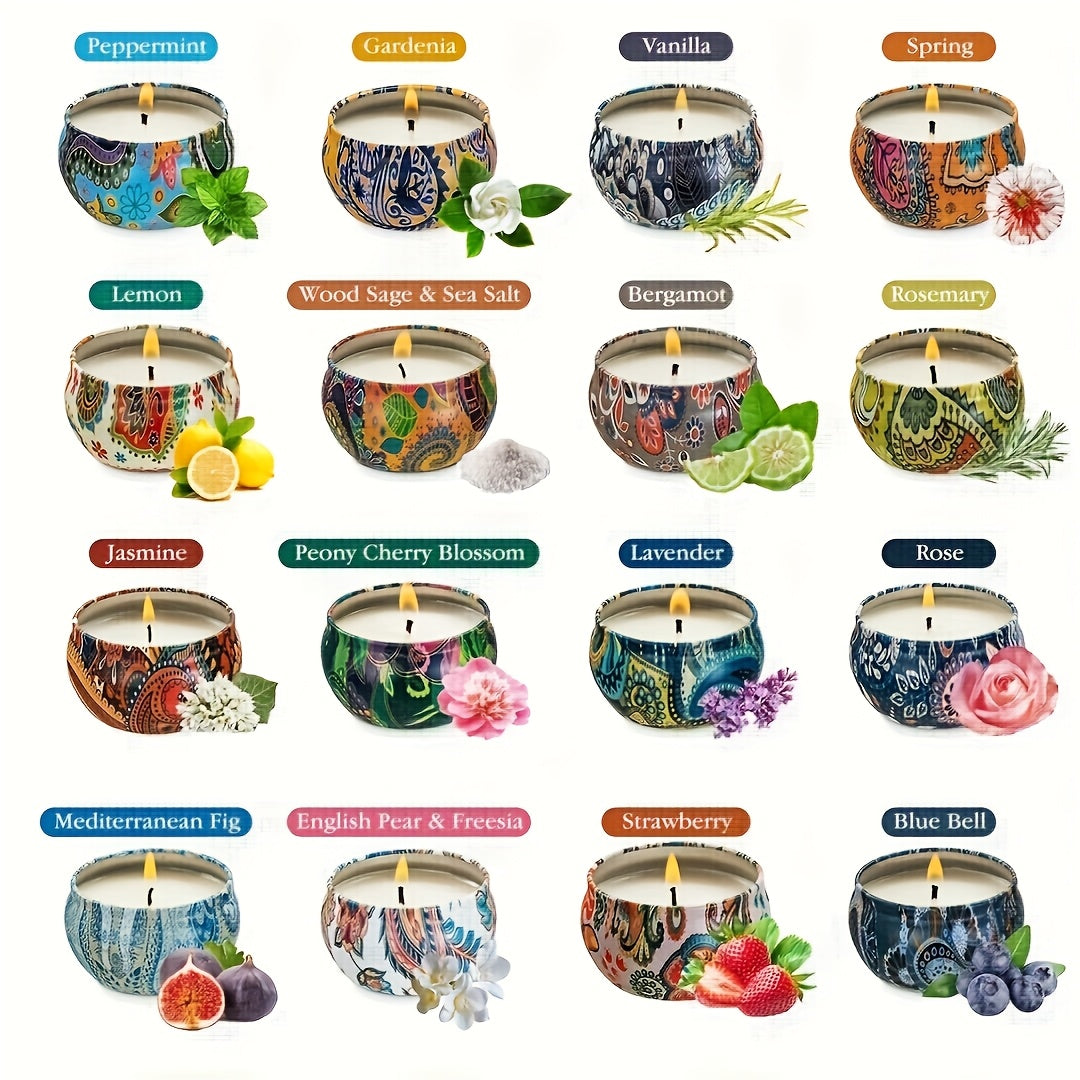 16 Pack Natural Soy Wax Scented Candle Gift Set by Snagg A Candle