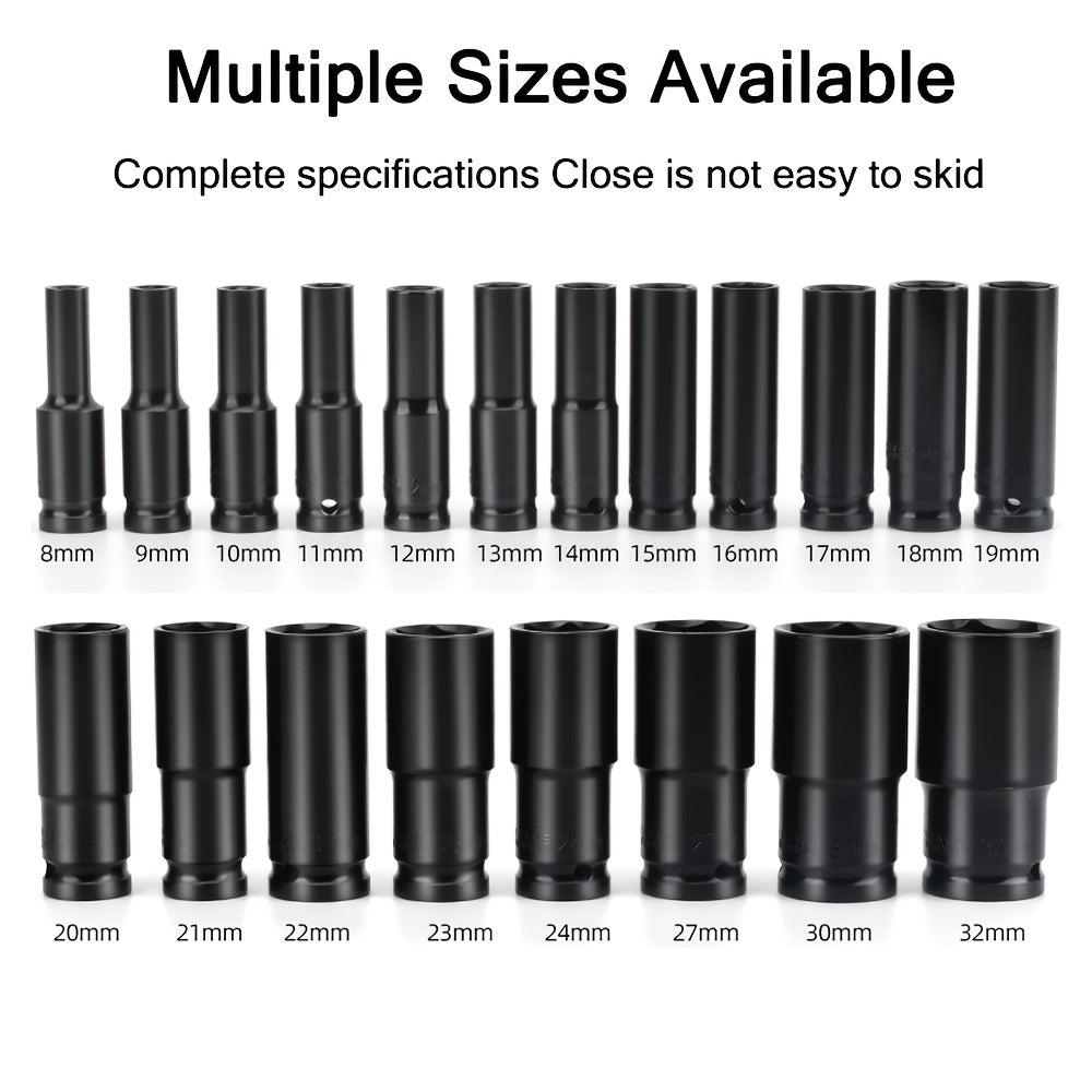 20 Pcs 1/2’’ Drive Hex Impact Socket Set — Deep Metric 8–32mm - 1set (20pcs) - Other Power Tools