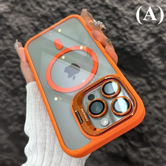 Luxury Magnetic Shockproof Full-Coverage Case - for iPhone 17 Series - A - Orange / For 17Pro Max - Phone Cases & Covers