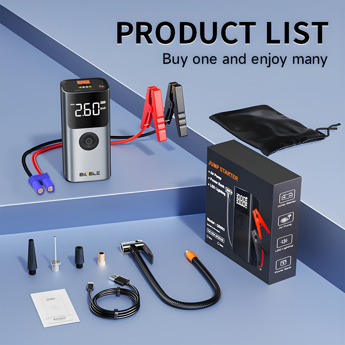 8000A Car Jump Starter with Air Compressor by Snagg A Jump Starter