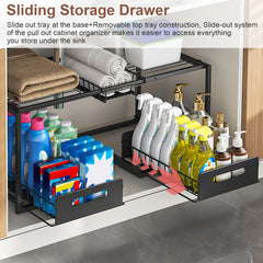 2-Tier Extendable Under Sink Organizer by Snagg A Rack