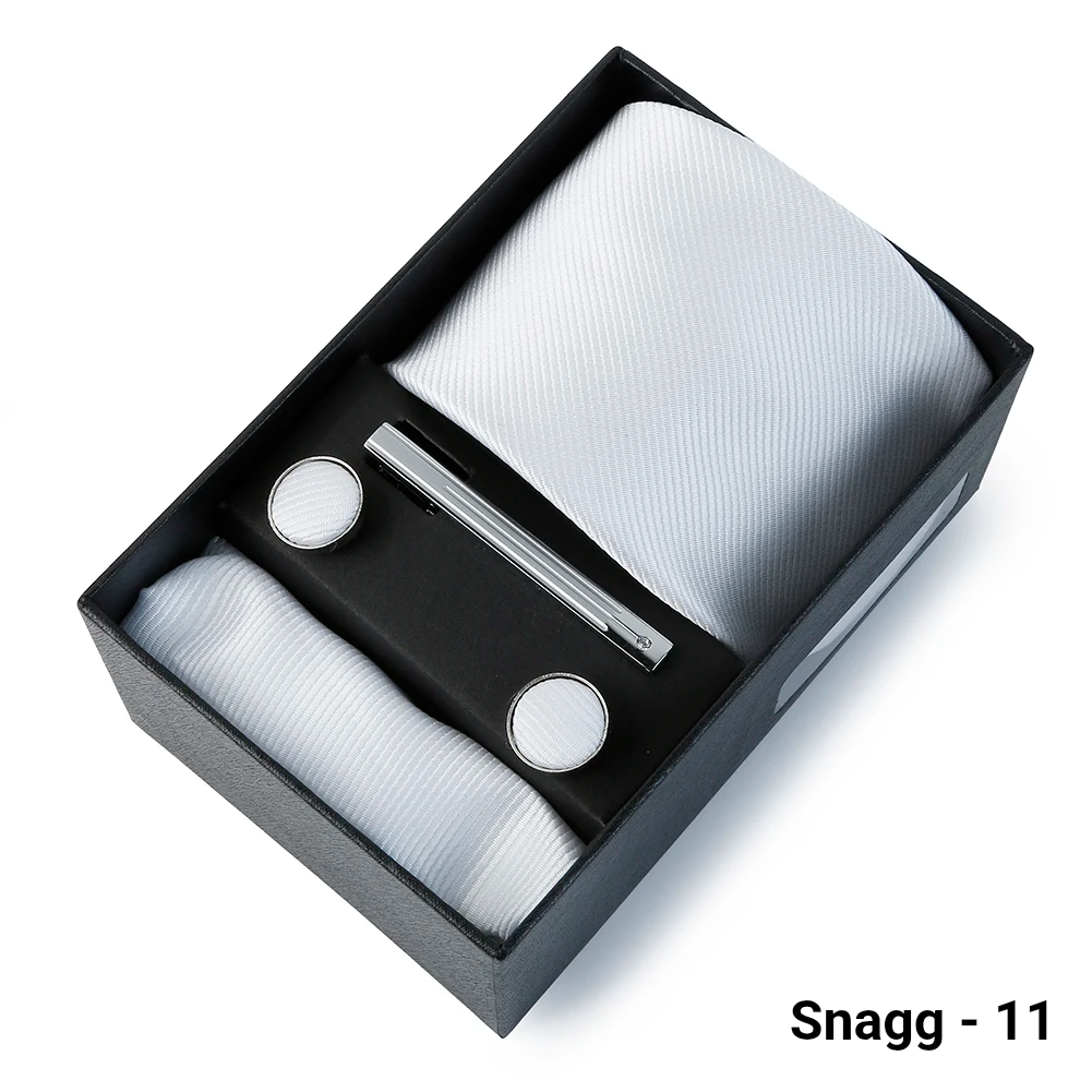 Luxury Men’s Tie Set Solid Colour Slim Necktie Hanky Cufflinks & Clip - Snagg - 11 - Others In Fashion