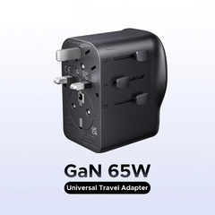 UGREEN 65W Universal Travel Adapter | GaN 2× USB-C 1× USB-A AC Socket CE FCC TÜV for EU US UK AU