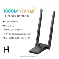 AX1800 WiFi 6 USB Adapter – Dual-Band 2.4G/5GHz Dongle with Antenna for Desktop & Laptop by Snagg A USB WiFi Adapter