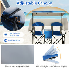 2 Person Folding Camping Chair with Adjustable Canopy by Snagg A Chair