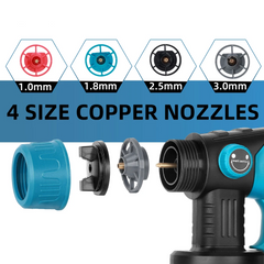 18V Cordless HVLP Paint Sprayer – 200W Spray Gun with 4 Copper Nozzles (Bare Tool)