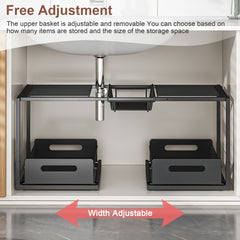2-Tier Extendable Under Sink Organizer by Snagg A Rack