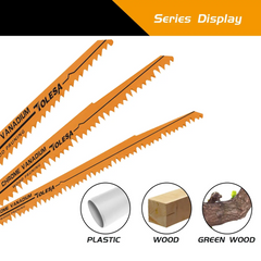 5PCS Wood Pruning Reciprocating Saw Blades – 6/9/12 inch, CR-V, 5/6TPI, Wood & PVC Cutting