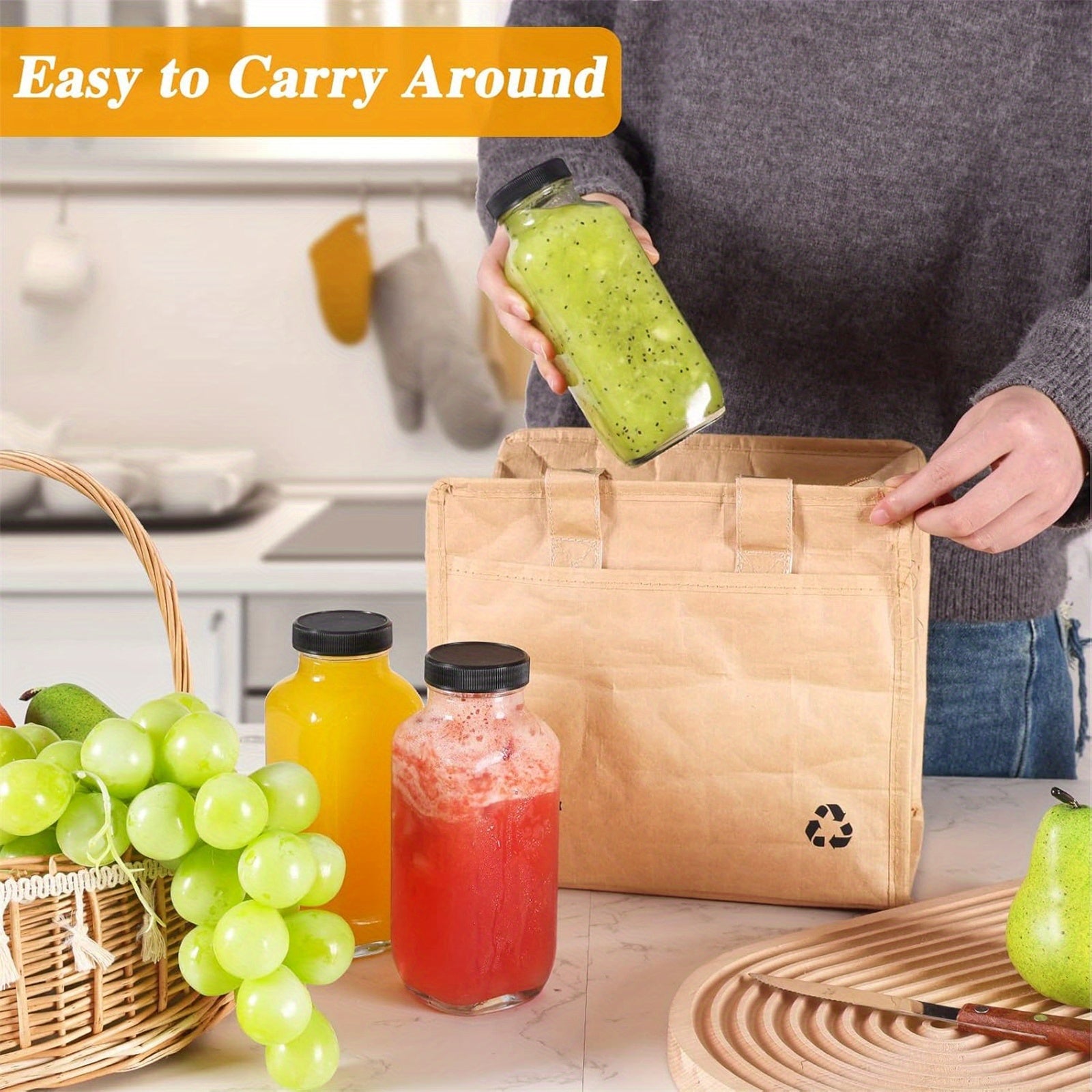 Glass Travel Juice Bottles 12 Pack 500ml Leak Proof BPA Free Lids by Snagg A Bottle