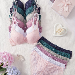 Women’s Lace Bra & Panty Set – 6-Piece Floral Pattern by Snagg An Underwear