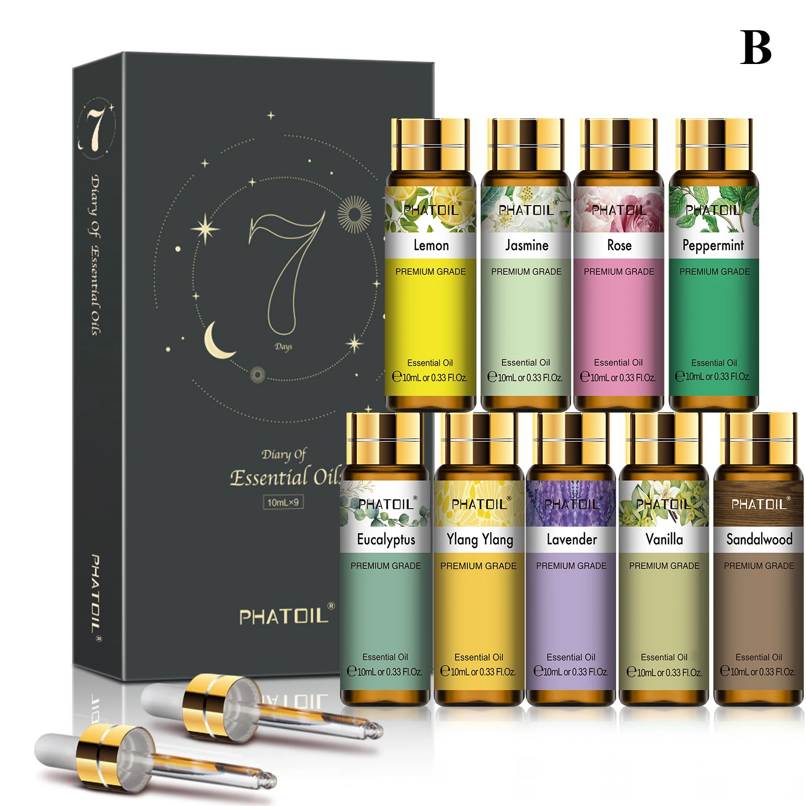 9 Pieces Essential Oil Library – 100% Pure 10ml Botanical Set for Diffusion, Artisanal Crafting & Wellness