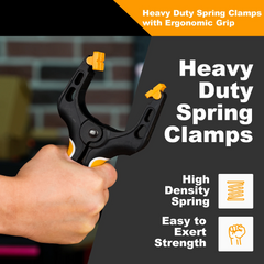 4PCS 4” Heavy Duty Spring Clamps – Nylon Woodworking Clamps with Powerful Grip for Gluing, Photography & DIY