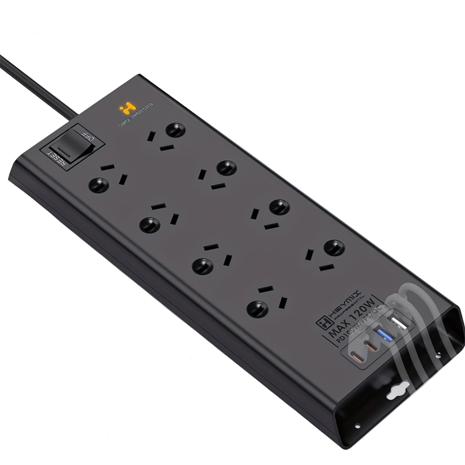 120W Powerboard with 8 Outlets & USB | Fast Charging Surge Protector (1.8m) by Snagg An Extension Cable