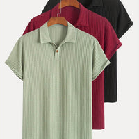 3-Pack Men’s Summer Jacquard Knit Polo Shirts – Sporty Casual Style - SnaggIt