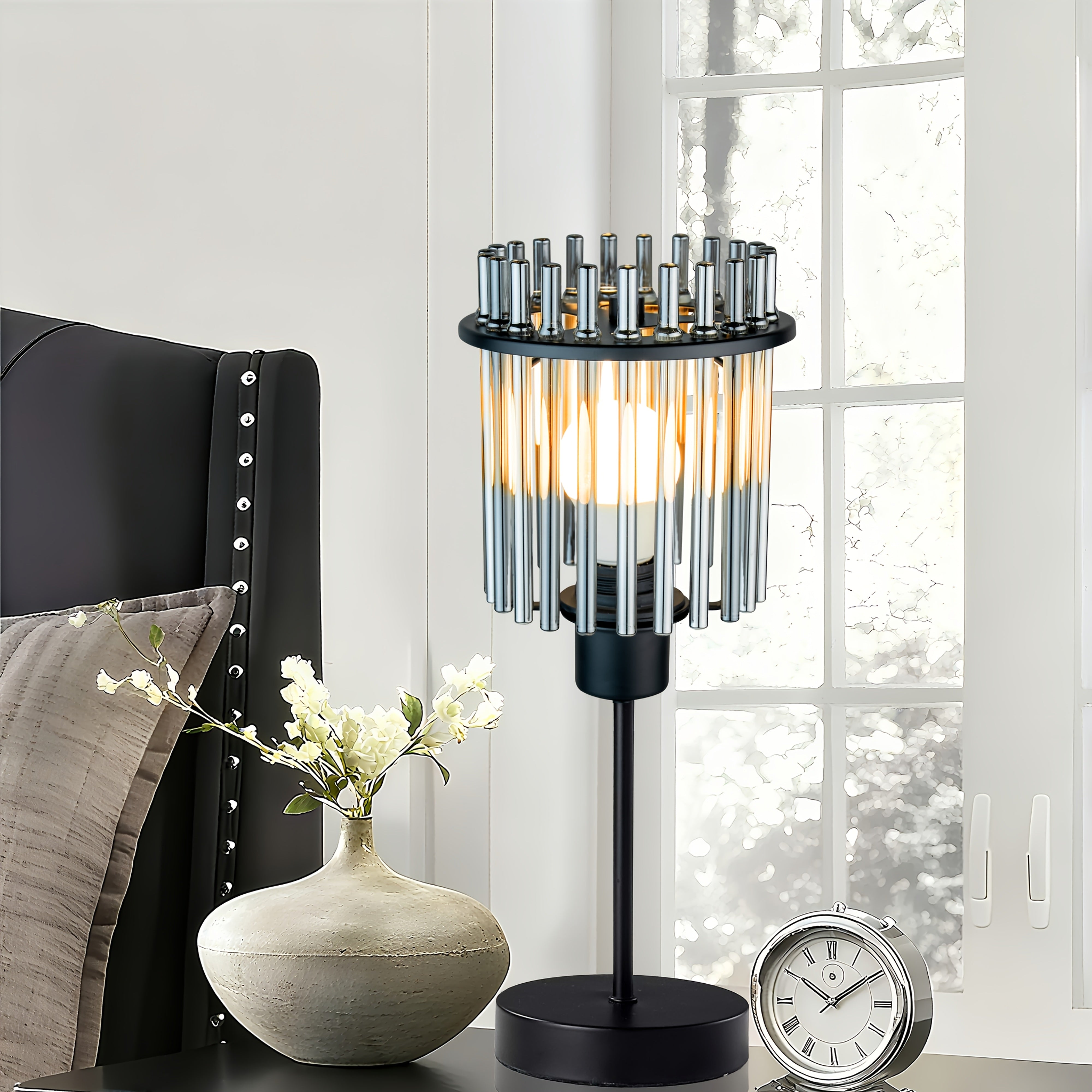 Modern Gray Glass Table Lamp by Snagg A Table Lamp