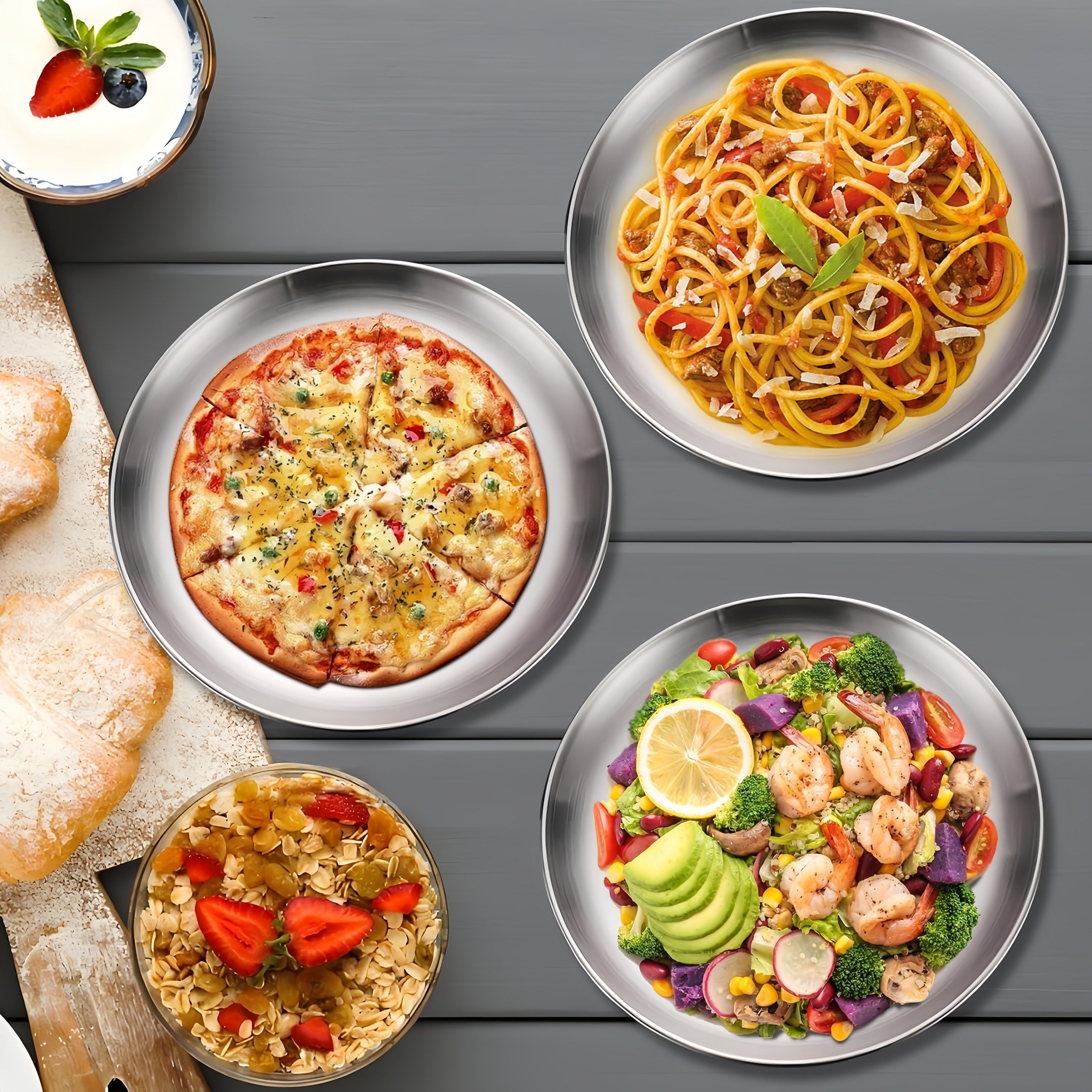 Stainless Steel Cake Plates Matte 17cm Reusable Party Set by Snagg A Plate