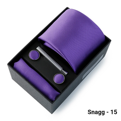 Luxury Men’s Tie Set Solid Colour Slim Necktie Hanky Cufflinks & Clip - Snagg - 15 - Others In Fashion