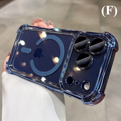 Transparent Airbag Magsafe Shockproof Case for iPhone 16 Series - F - Blue / Pro Max - Phone Cases & Covers