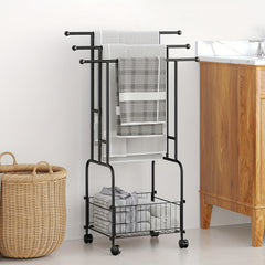 Heavy-Duty 3-Tier Freestanding Towel Rack with Storage Basket by Snagg A Rack