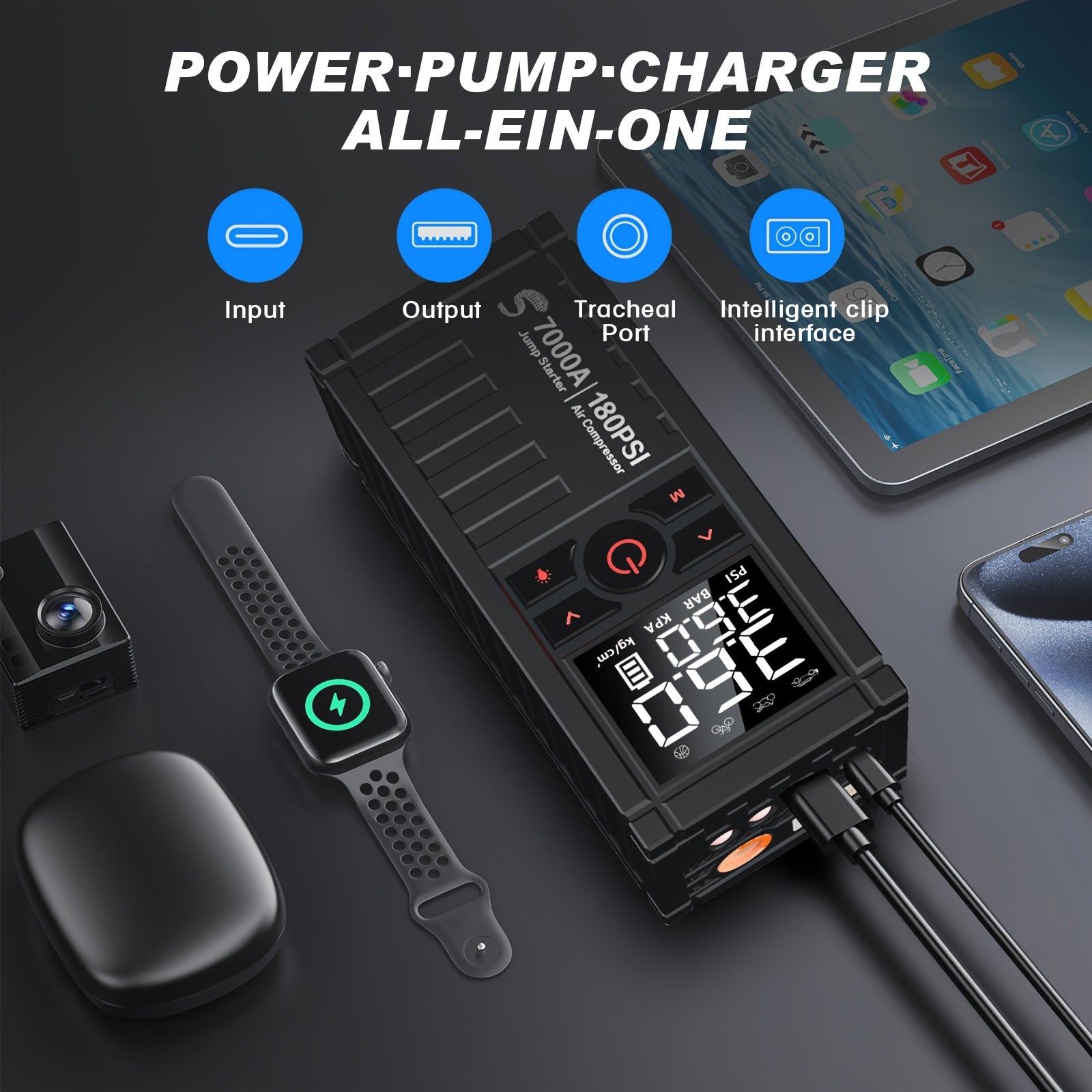 5 in 1 Car Jump Starter with Air Compressor by Snagg A Jump Starter