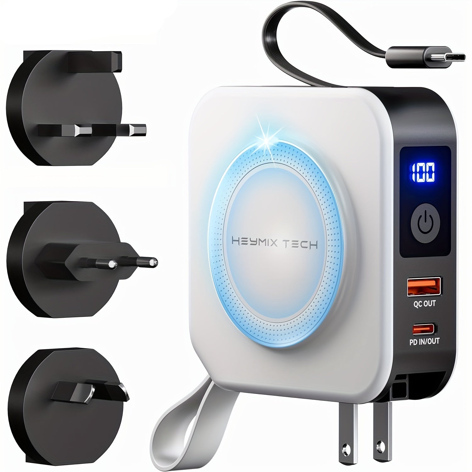 10000mAh Wireless Power Bank With Built In Cable by Snagg A Power Bank