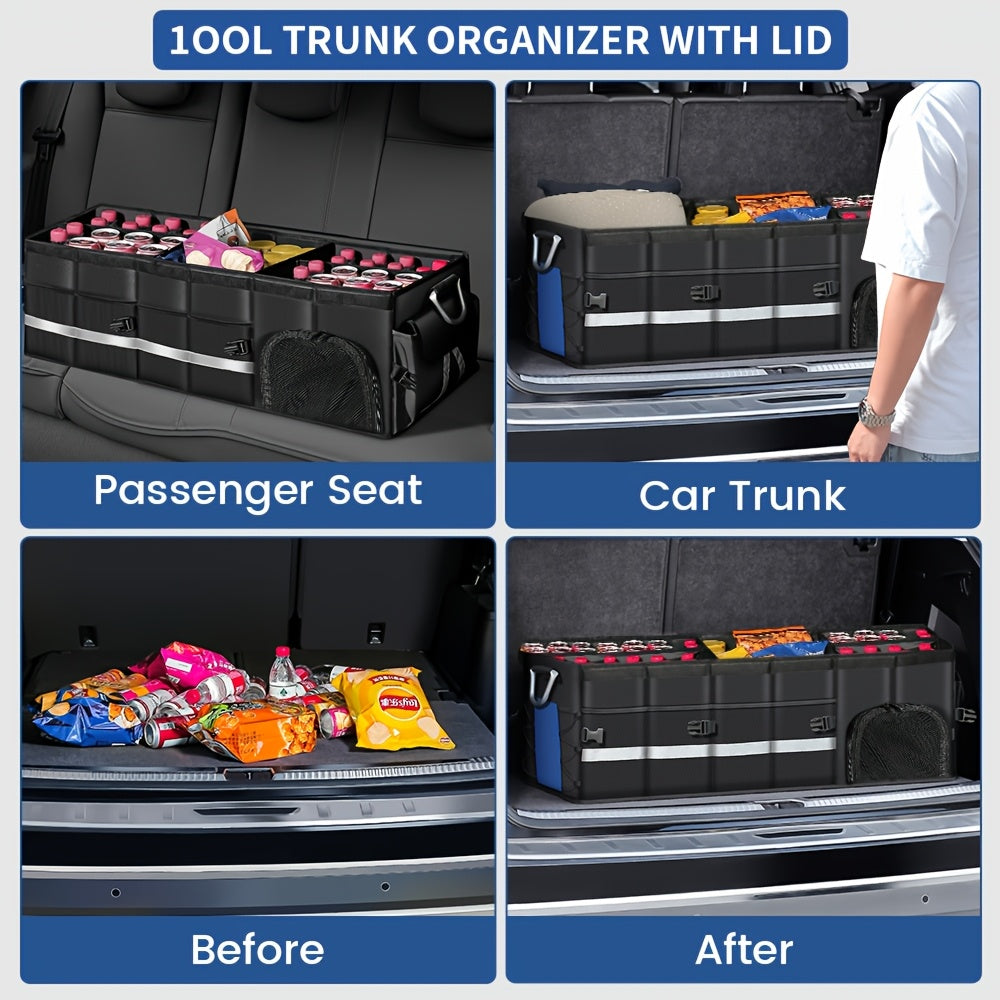 Large Capacity Car Trunk Organizer with Lid by Snagg A Storage Box