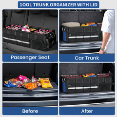 Large Capacity Car Trunk Organizer with Lid by Snagg A Storage Box