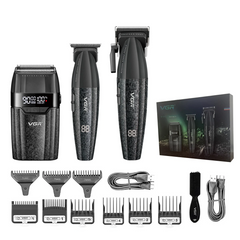 Professional Barber Combo V-640 – 9000 RPM Master Clipper & DLC Precision Trimmer Set with Advanced Turbo Technology