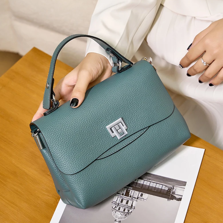 Genuine Leather Envelope Top-Handle Bag – Simple Luxury Women's Shoulder & Small Crossbody Handbag