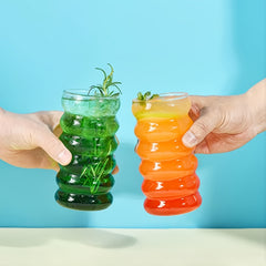 Tall Striped Glasses 16oz Reusable Freezer Safe Set At Home by Snagg A Cup