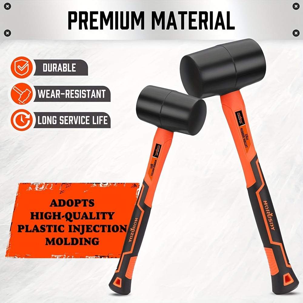 2 Pcs Rubber Mallet Hammer Set - 8oz & 16oz - General Hand Tools