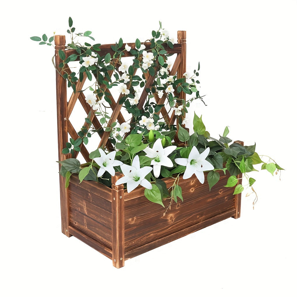 Wooden Raised Planter Box with Trellis by Snagg A Garden Bed
