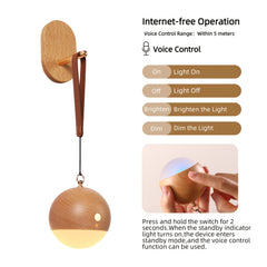 Solid Wood LED Night Light Voice & Touch Control by Snagg A Wall Light