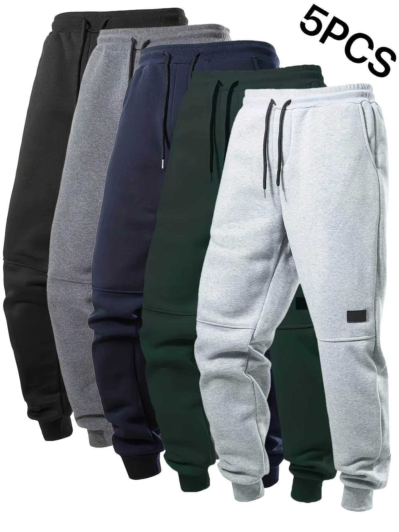 5pcs Men’s Fleece-Lined Jogger Sweatpants - SnaggIt