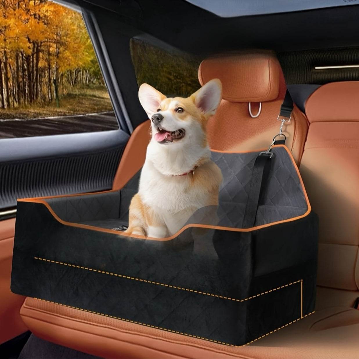 Dog Car Large Booster Seat with Safety Straps - SnaggIt