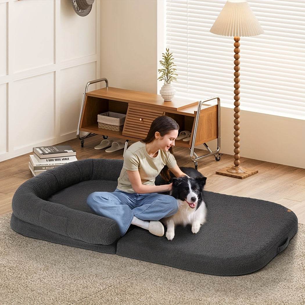 2-in-1 Foldable Human-Size Orthopedic Dog Bed - SnaggIt