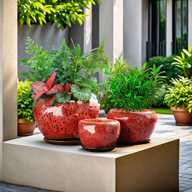 3pcs Decorative Flower Pots with Trays by Snagg A Pot