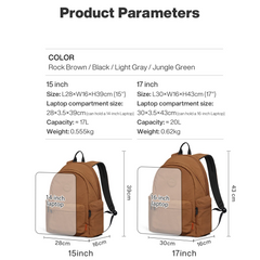 Lightweight Casual Laptop Backpack 15" – Water-Resistant Travel Bookbag & Small Hiking Bag (17–20L)