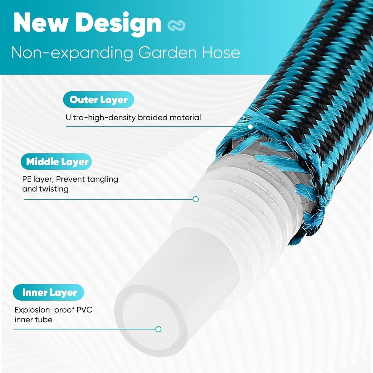 100FT Heavy-Duty Rubber Garden Hose - SnaggIt