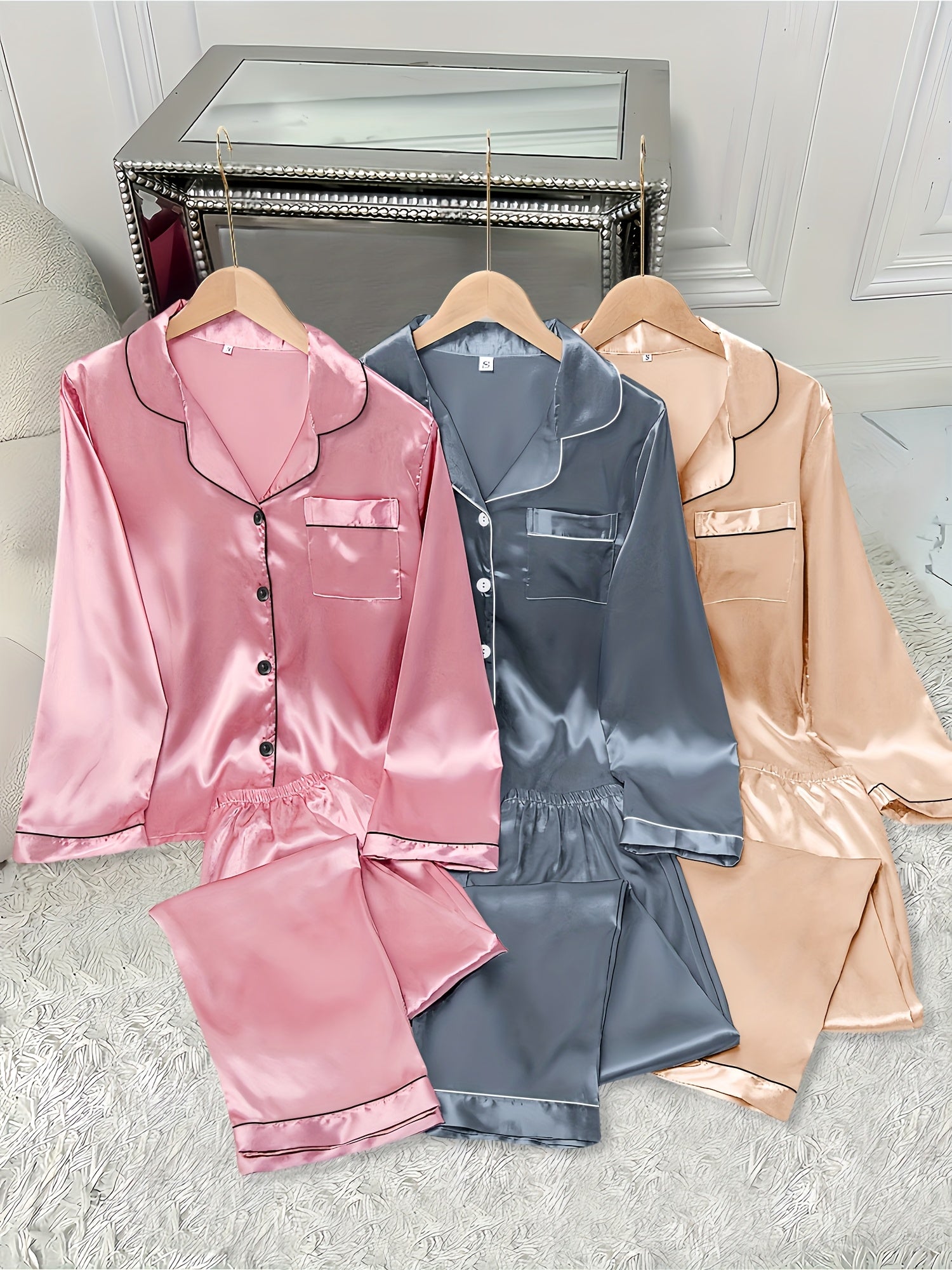 Women’s 3-Piece Satin Pajama Set by Snagg A Pajama