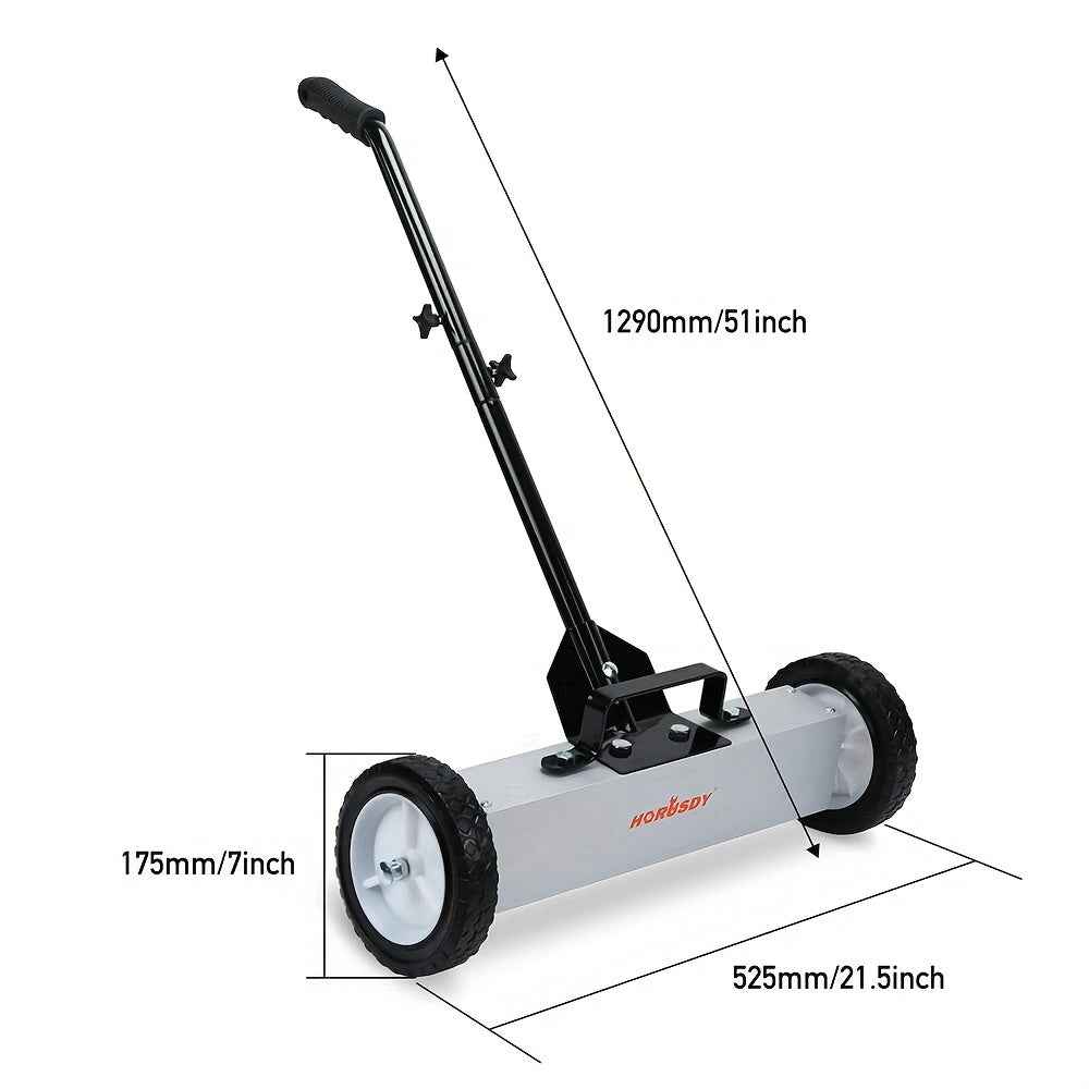 18” Heavy Duty Magnetic Sweeper with Wheels – 45LB Pull Force Nail & Metal Collector for Workshops, Garages & Yards