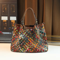 Vintage Woven Leather Tote Bag by Snagg A Bag